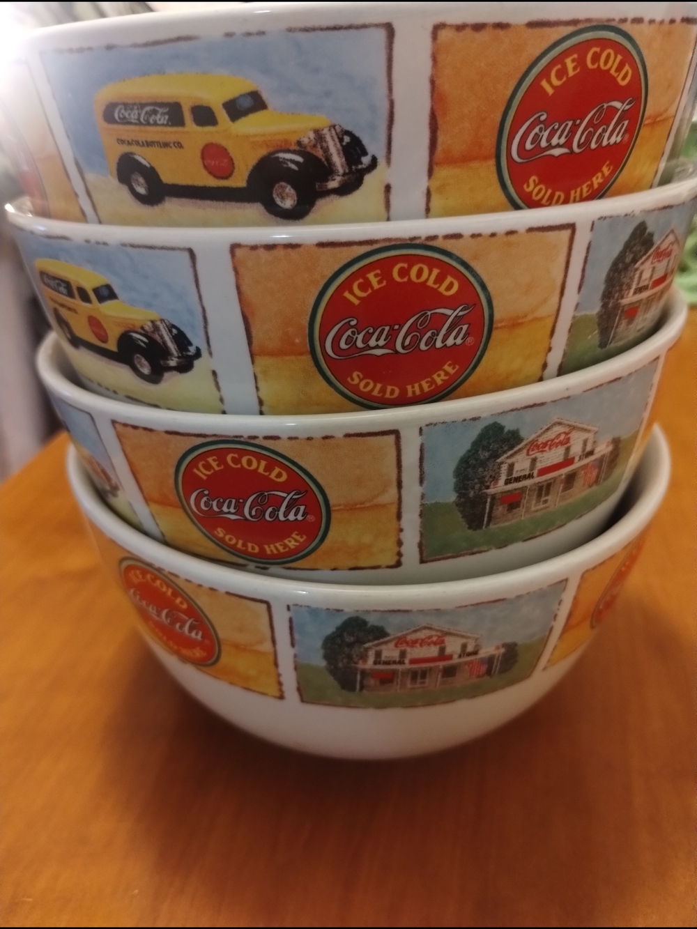 Coca-Cola Ceramic Cereal Bowls - Vintage Logo Design